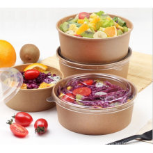 Customized Manufacturer Kraft Paper Salad Bowl with Pet Lids